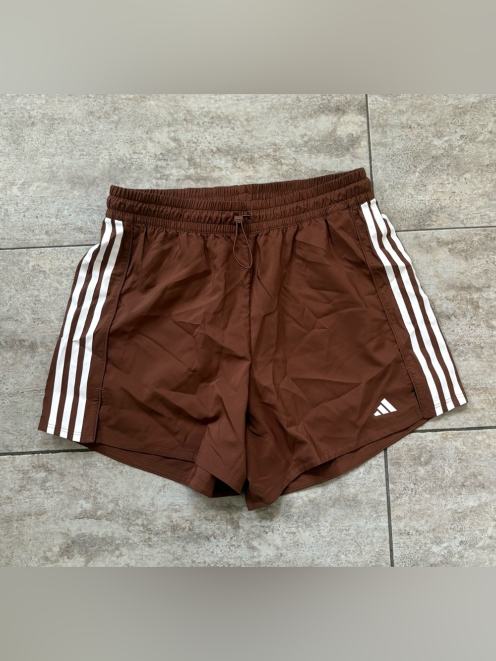 adidas Brown Athletic Shorts with White Stripes